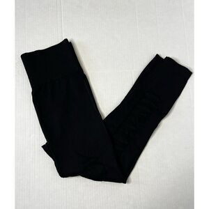 Women's Size Large Black‎ Shredded Leggings- Wide Waistband- Long